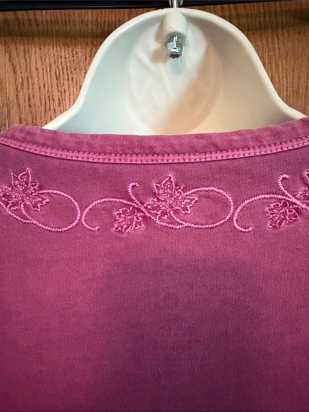 Embroidered Keyhole Tank Top in Raspberry Pink - Picture 4 of 5